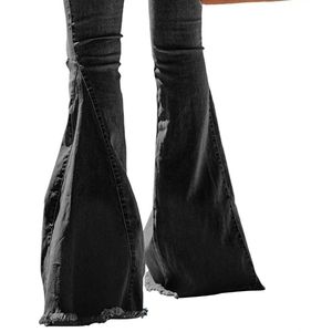 Women Destoryed Flare Jeans Elas